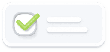 a white box with a green tick and a cross