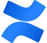 a blue logo with black background