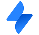 a blue logo with black background