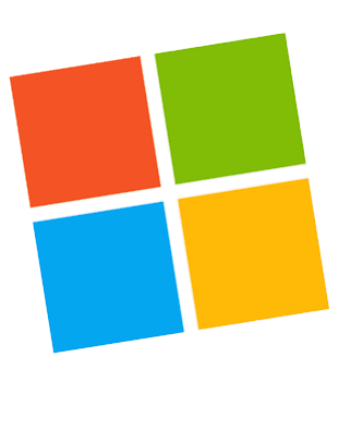 a colorful square logo on a black background