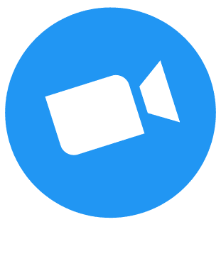 a blue circle with a white camera in the middle