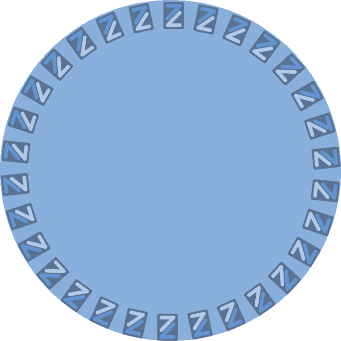 Blue circle with Z symbols.